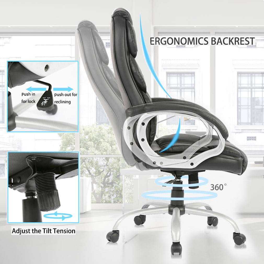 BestOffice Ergonomic Gaming Chair w/Lumbar Support, Rolling Swivel Office Chair for Adults, Black