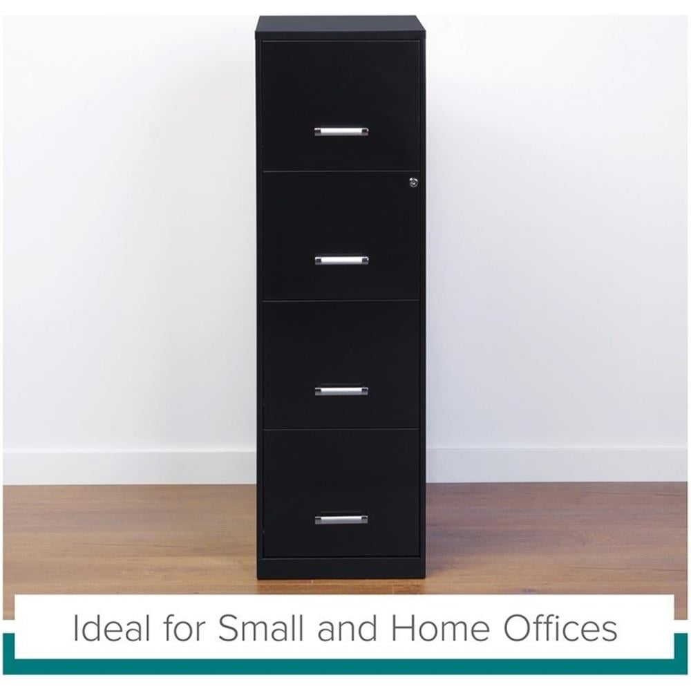 Pemberly Row 4 Drawers Vertical Black Metal Filing Cabinet Pre-assembled