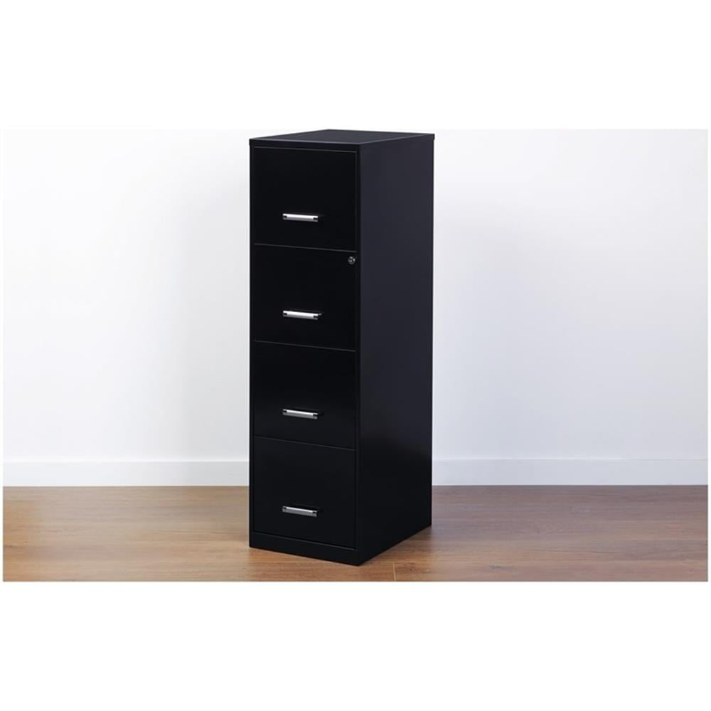 Pemberly Row 4 Drawers Vertical Black Metal Filing Cabinet Pre-assembled