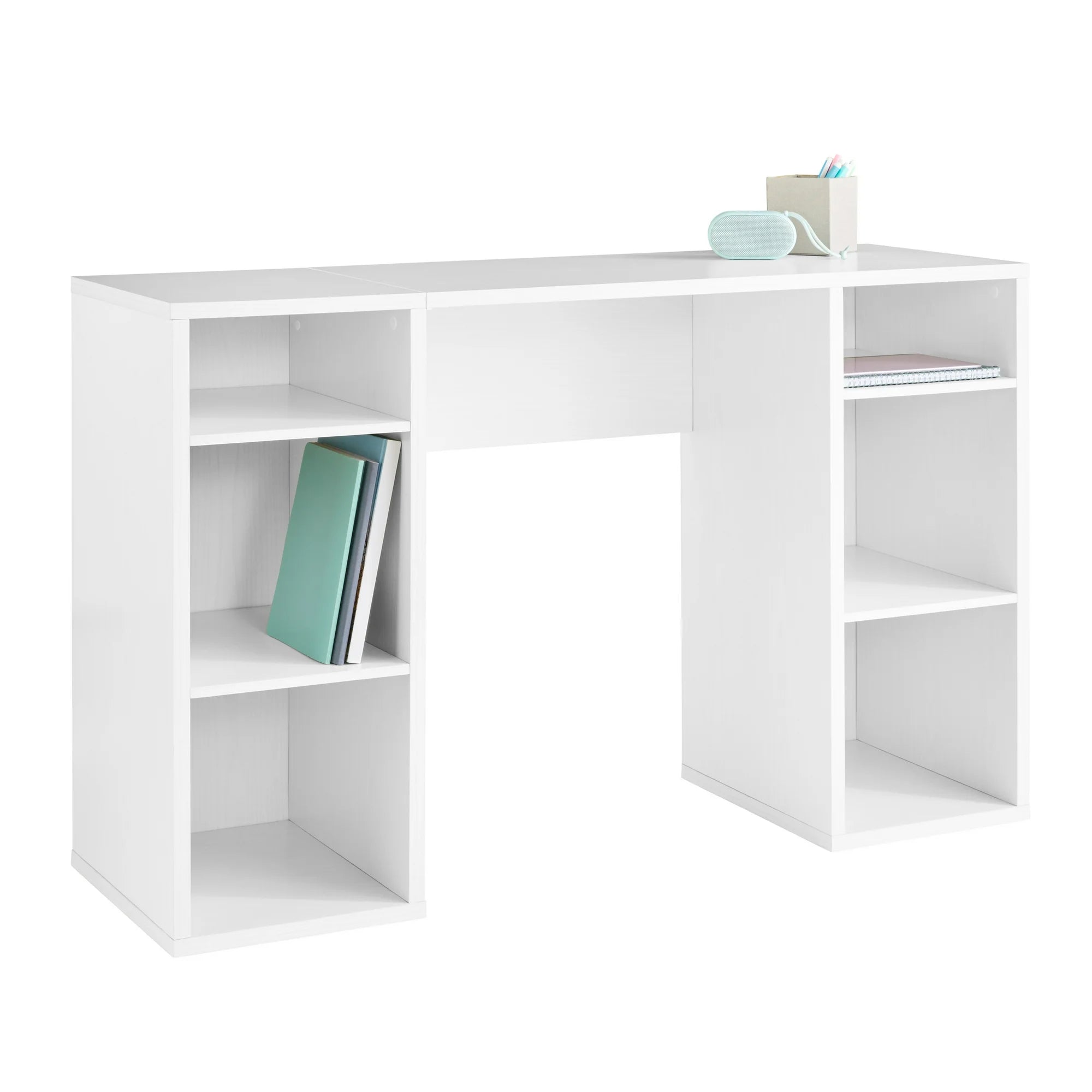 Open Box Mainstays MS5336278612013 4-Cube Storage Desk, White Grain
