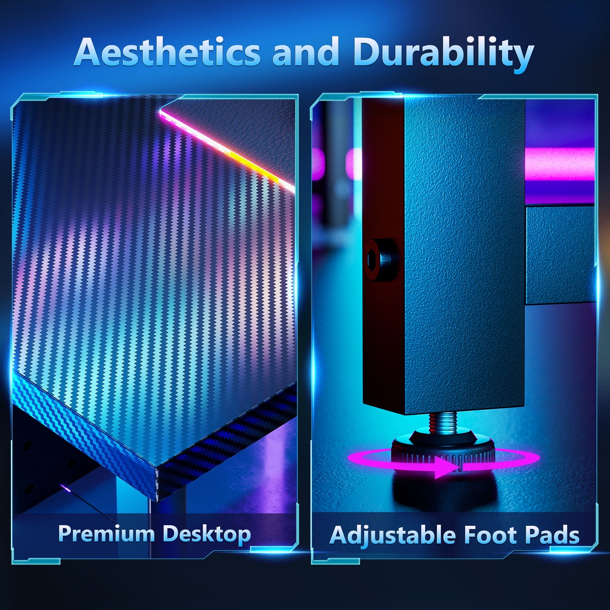 Casacomoda Computer Desk L Shaped, 51” Reversible L Shaped Computer Desk with Monitor Stand, Home Office Desk, Carbon Fiber Black