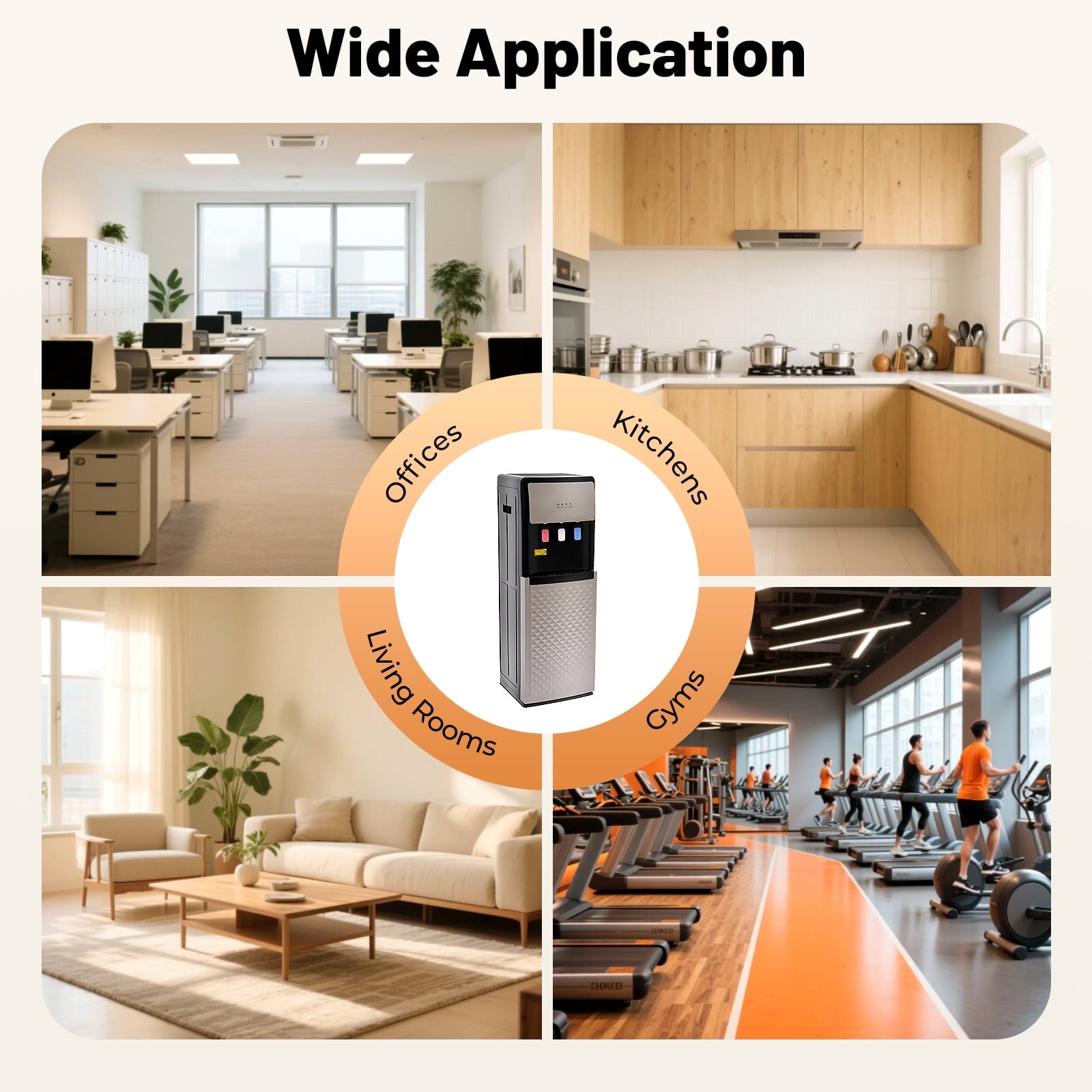 ChicHomey Bottom Loading Water Cooler Dispenser Silver Grey,500W Heating,5 Gallon Hot & Cold Standing Water Dispenser with 3 Temperature Settings,for Home/Office