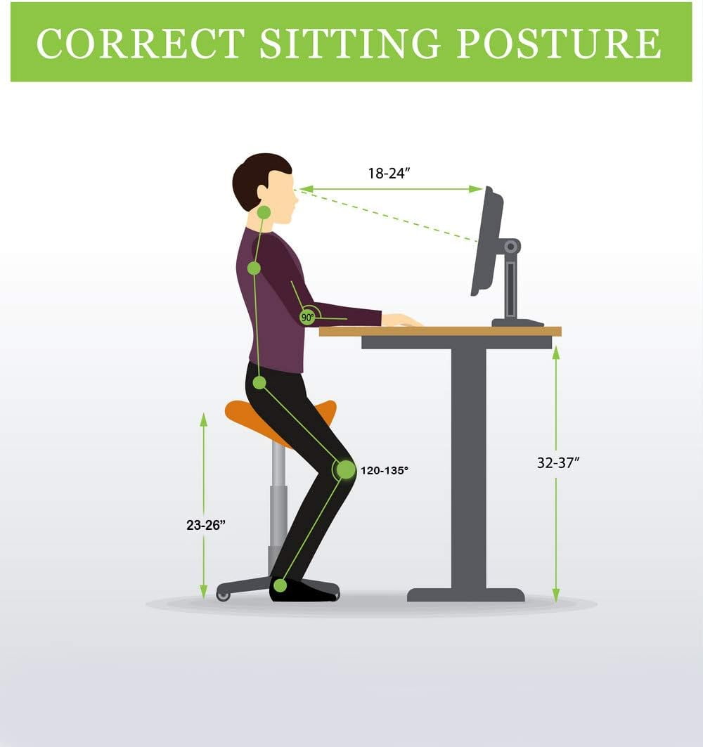 2xhome Ergonomic Saddle Stool with Back and Padded Seat, Tilt Height Adjustable Swivel Chair for Office or Medical Clinic, Black, Set of 1, 1 piece