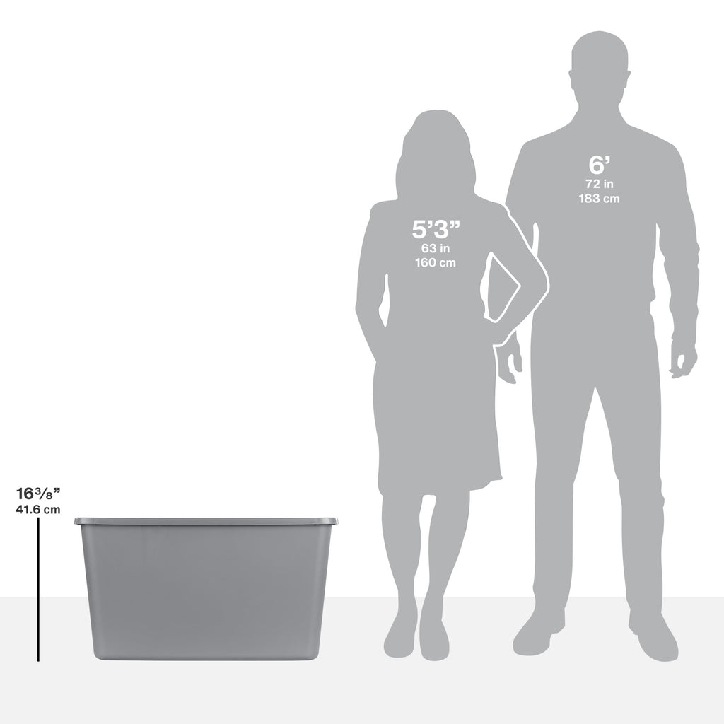 Sterilite Extra Large Storage Bin, 30 Gallon Plastic Storage Container with Snap-On Lid, Gray