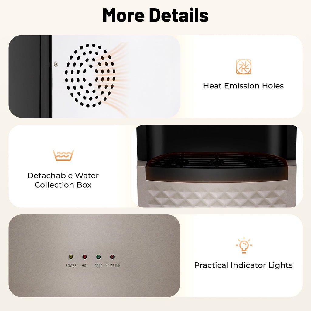 ChicHomey Bottom Loading Water Cooler Dispenser Silver Grey,500W Heating,5 Gallon Hot & Cold Standing Water Dispenser with 3 Temperature Settings,for Home/Office