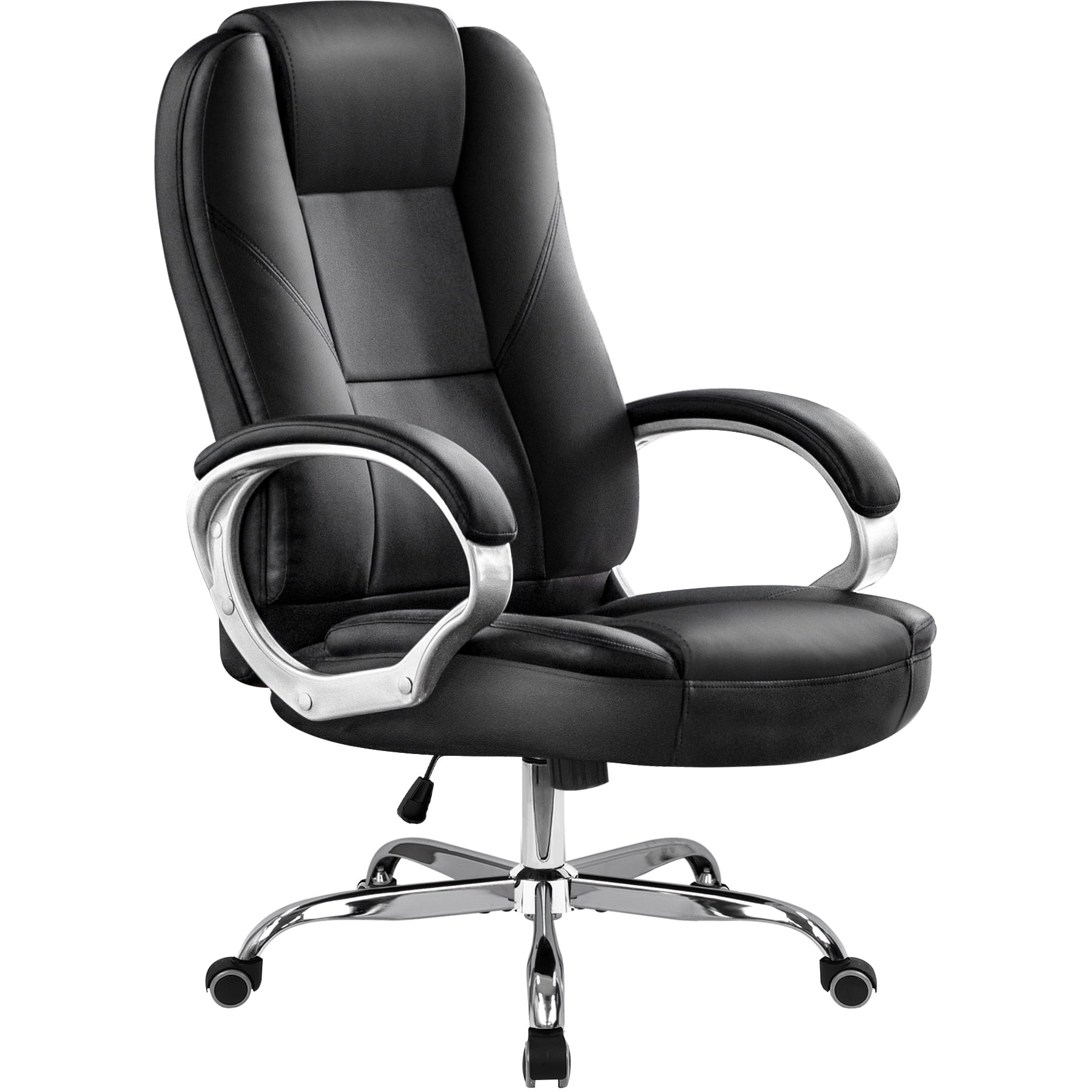 NEO CHAIR Home Office Chair, Heavy Duty Leather Office Chair, Ergonomic High Back Cushion Lumbar Back Support, Computer Desk Executive Chair for Work, 8 Hours Comfort, Jet Black